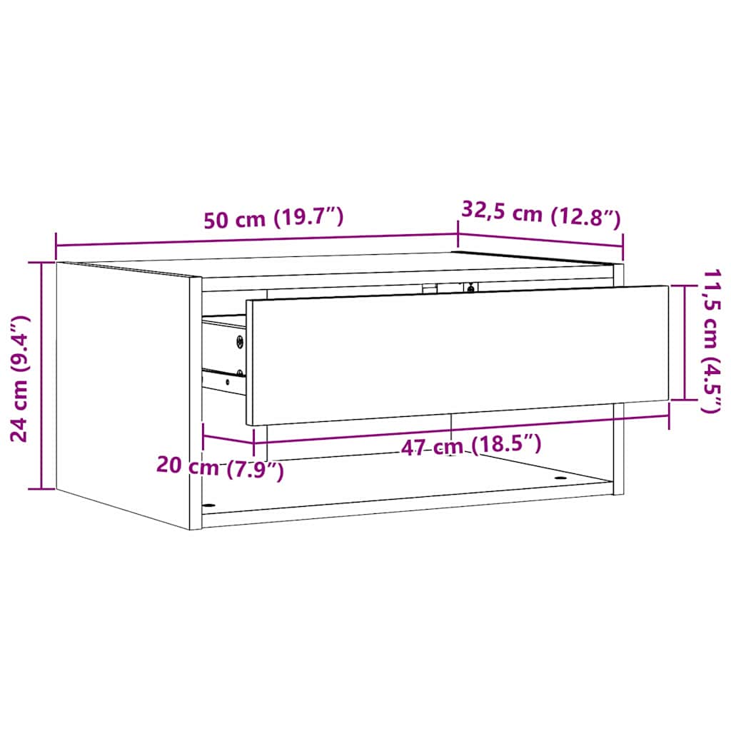 vidaXL Nachtkastje met lade Bruin 50 x 32.5 x 24 cm Massief grenenhout