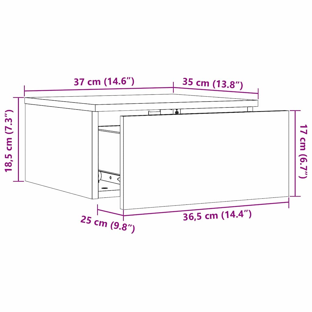 vidaXL Nachtkastje met lade Bruin 37 x 35 x 18,5 cm Massief grenenhout