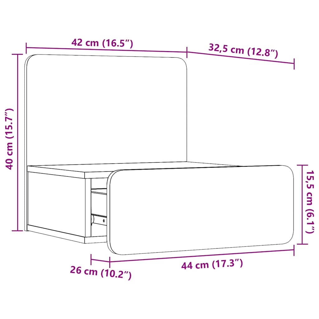 vidaXL Nachtkastje met lade Bruin 44 x 32.5 x 40 cm Massief grenenhout