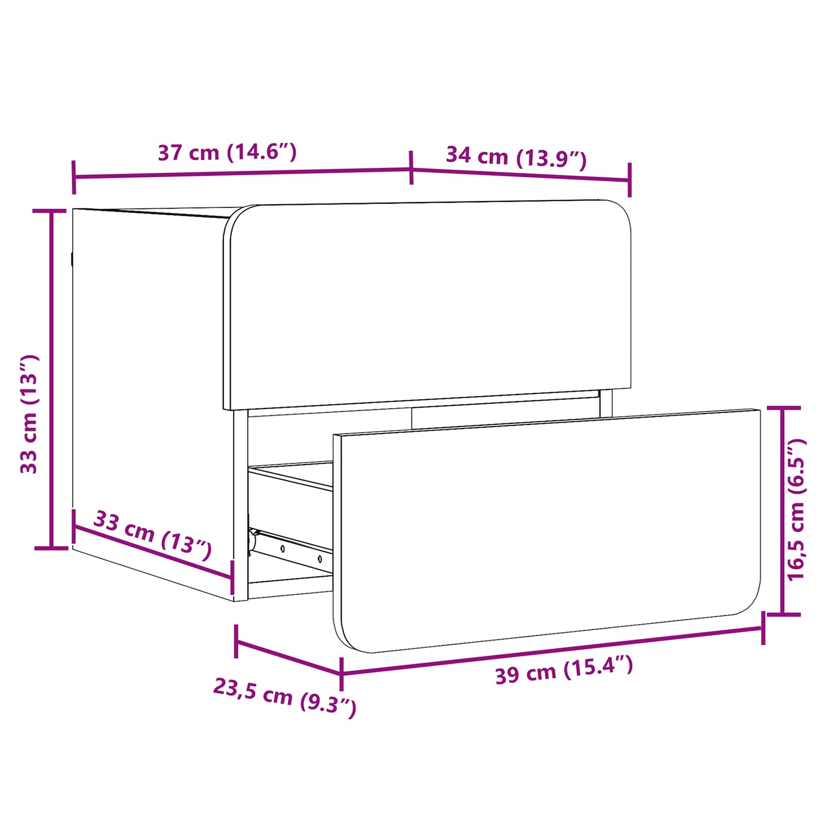 vidaXL Nachtkastje met lade Bruin 39 x 34 x 33 cm Massief grenenhout