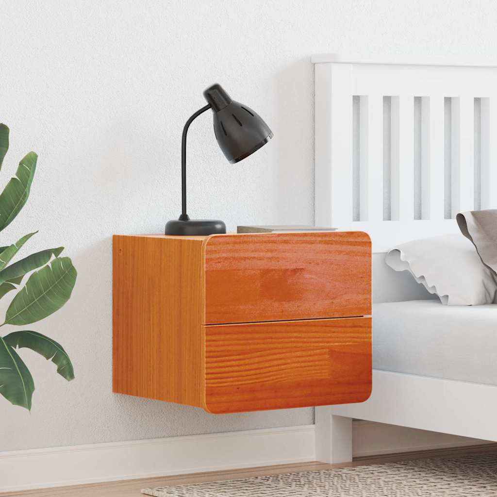 vidaXL Nachtkastje met lade Bruin 39 x 34 x 33 cm Massief grenenhout