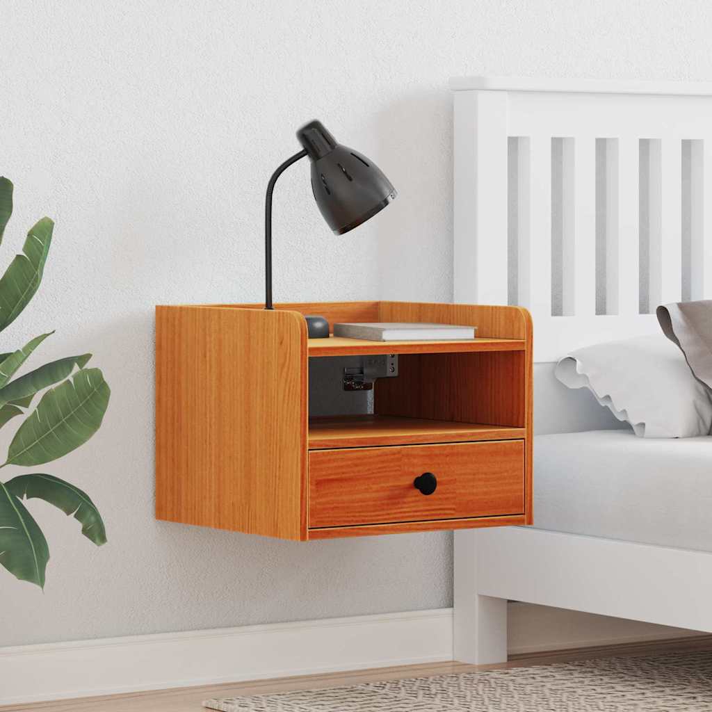 vidaXL Nachtkastje met lade Bruin 38 x 36 x 29.5 cm Massief grenenhout