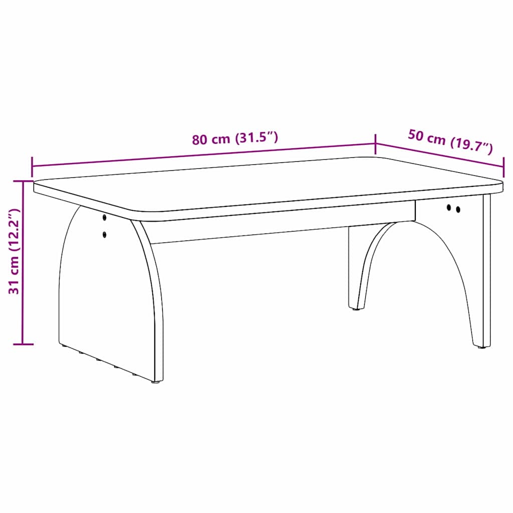 vidaXL Salontafel Naturel 80 x 50 x 31 cm Massief grenenhout