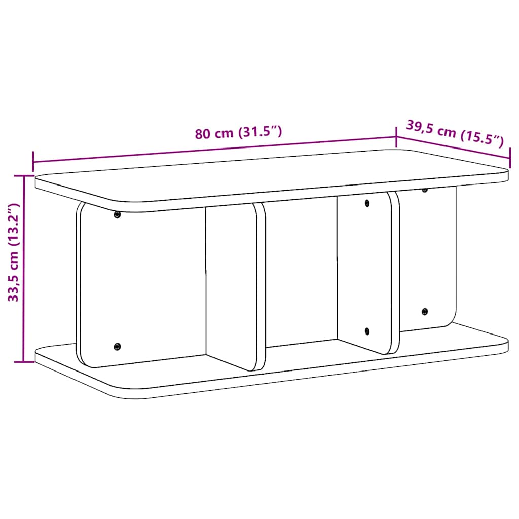 vidaXL Salontafel Naturel 80 x 39.5 x 33.5 cm Massief grenenhout