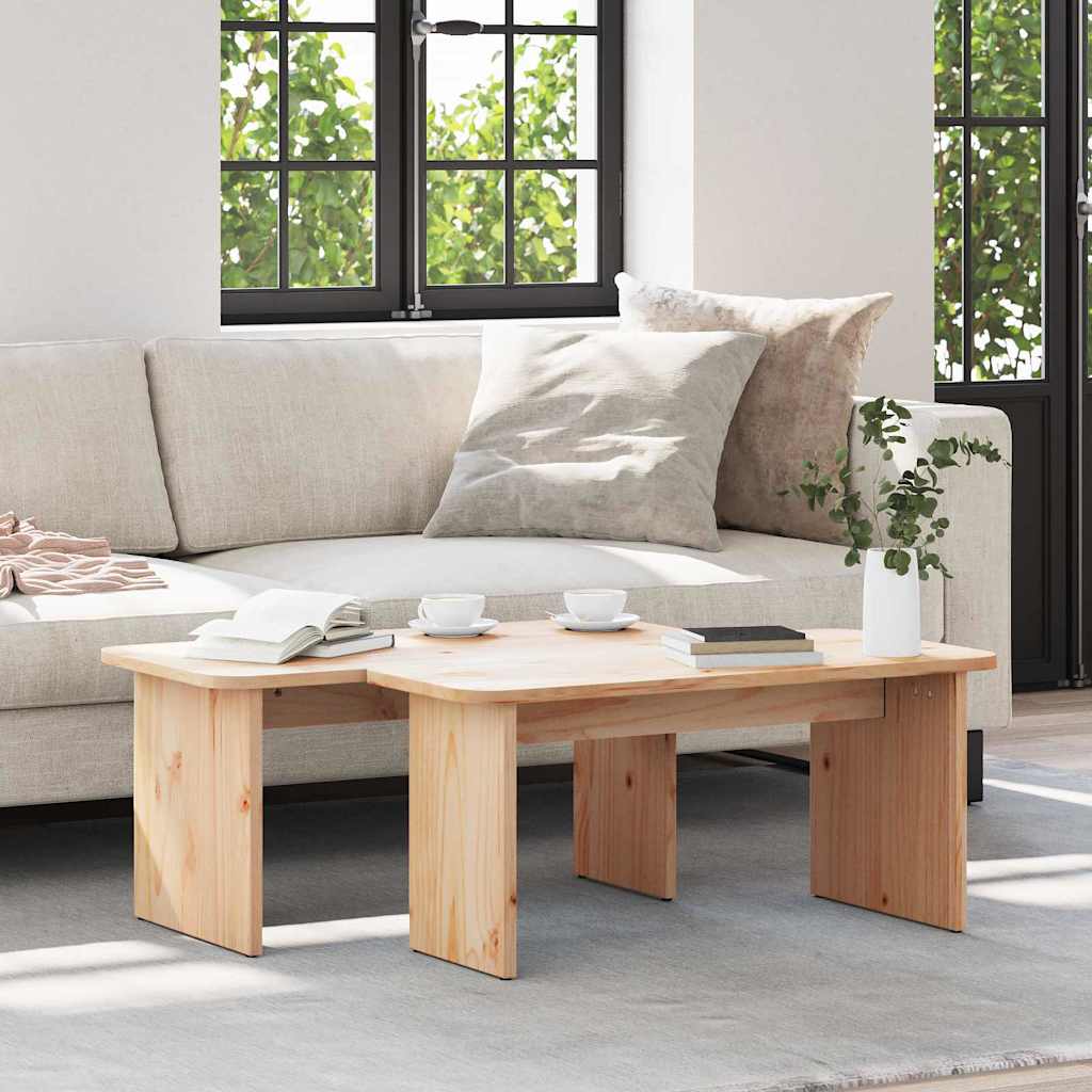vidaXL Salontafel 2 pcs Naturel 100 x 69 x 35.5 cm Massief grenenhout