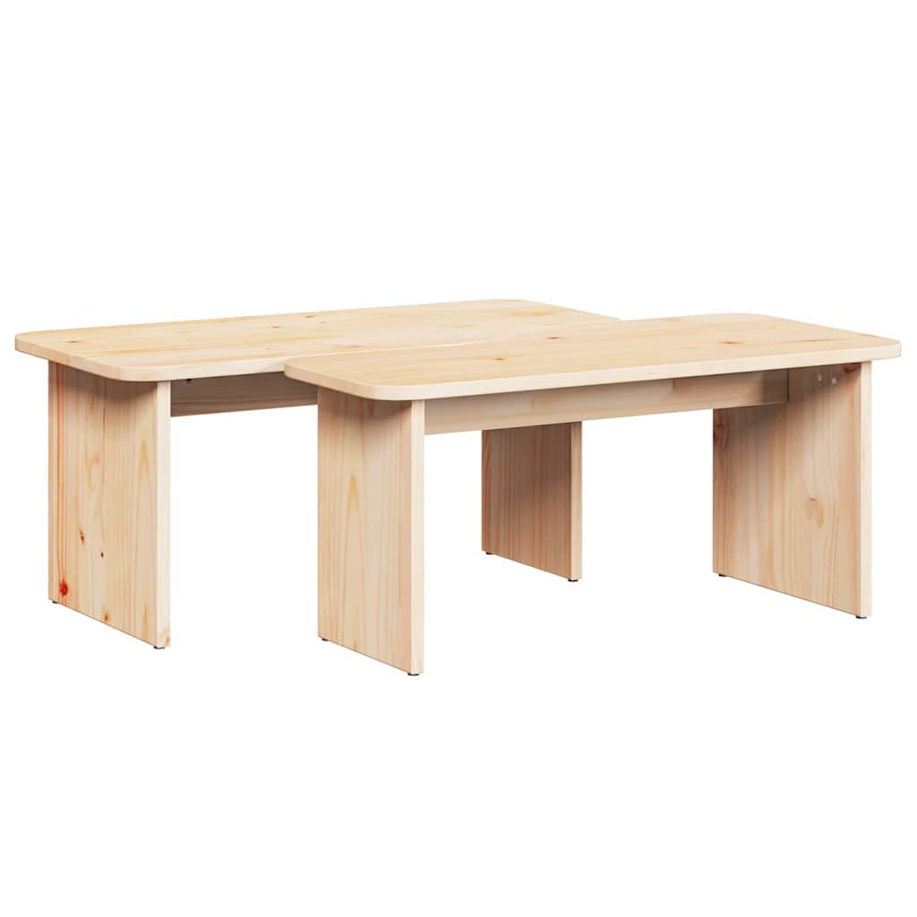 vidaXL Salontafel 2 pcs Naturel 100 x 69 x 35.5 cm Massief grenenhout