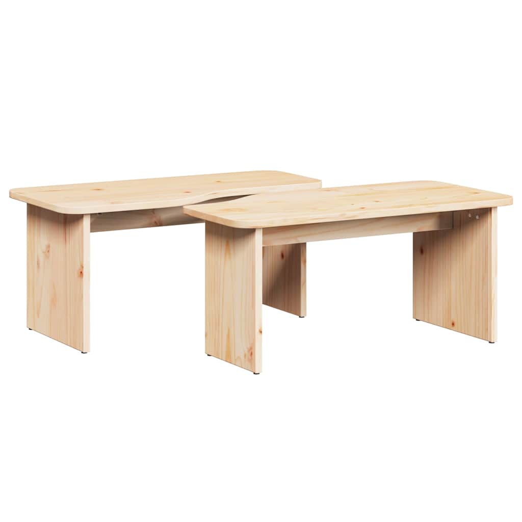 vidaXL Salontafel 2 pcs Naturel 100 x 69 x 35.5 cm Massief grenenhout