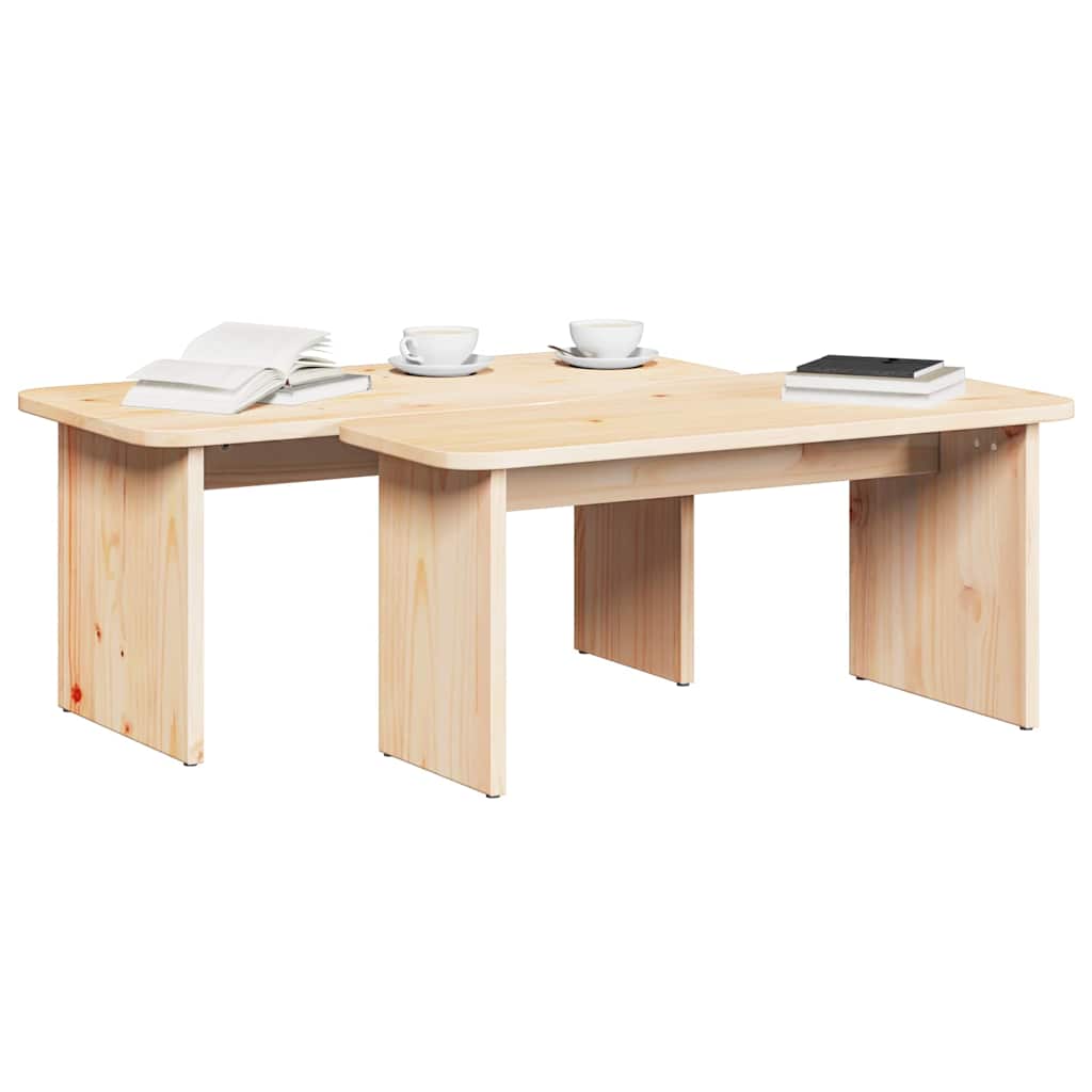 vidaXL Salontafel 2 pcs Naturel 100 x 69 x 35.5 cm Massief grenenhout