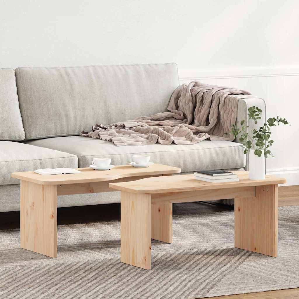 vidaXL Salontafel 2 pcs Naturel 100 x 69 x 35.5 cm Massief grenenhout