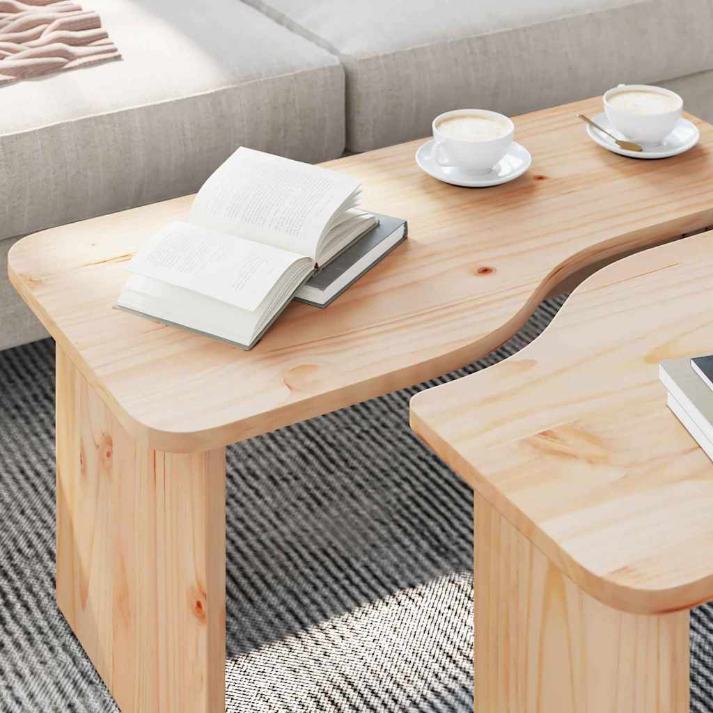 vidaXL Salontafel 2 pcs Naturel 100 x 69 x 35.5 cm Massief grenenhout