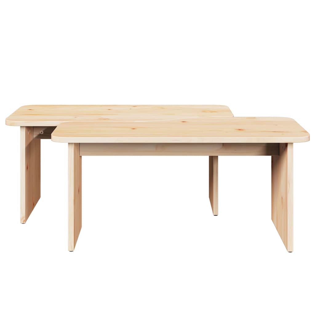 vidaXL Salontafel 2 pcs Naturel 100 x 69 x 35.5 cm Massief grenenhout