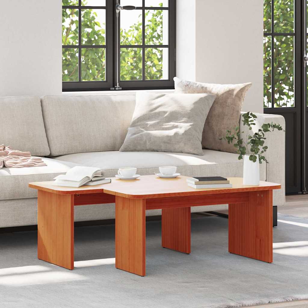 vidaXL Salontafel 2 pcs Naturel 100 x 69 x 35.5 cm Massief grenenhout