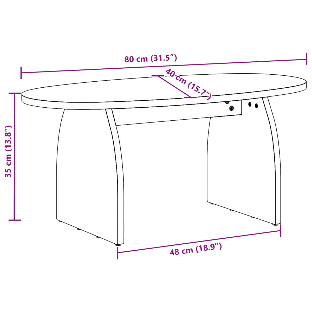 vidaXL Salontafel Naturel 80 x 40 x 35 cm Massief grenenhout