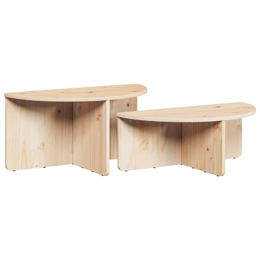 vidaXL Salontafel 2 pcs Naturel 79 x 39.5 x 40 cm Massief grenenhout