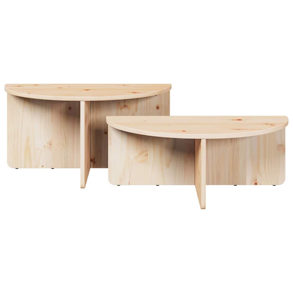 vidaXL Salontafel 2 pcs Naturel 79 x 39.5 x 40 cm Massief grenenhout