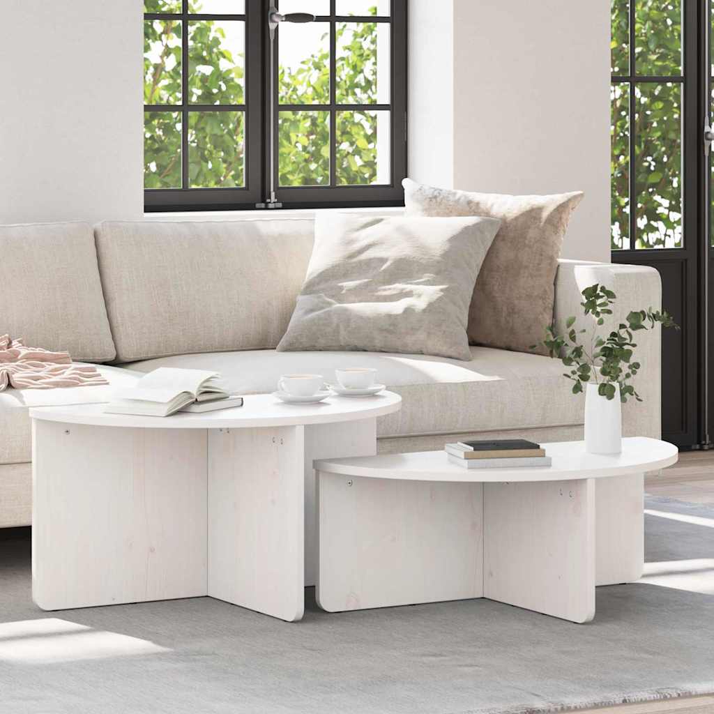 vidaXL Salontafel 2 pcs Naturel 79 x 39.5 x 40 cm Massief grenenhout