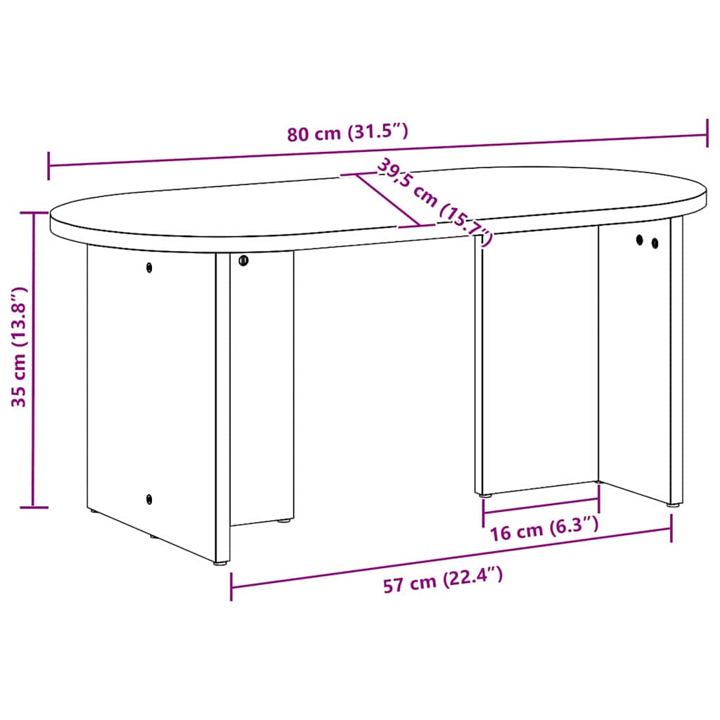 vidaXL Salontafel Naturel 80 x 39.5 x 35 cm Massief grenenhout