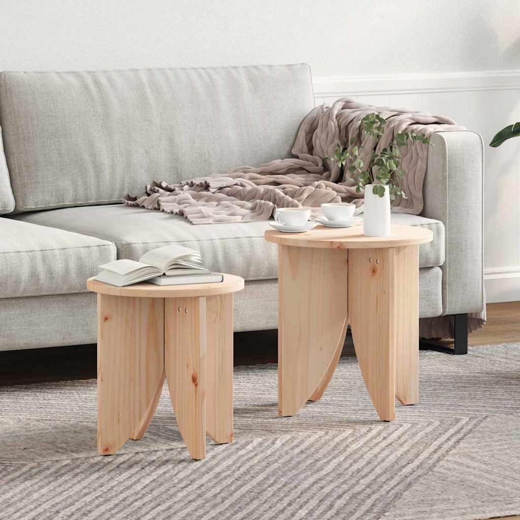vidaXL Salontafel 2 pcs Naturel 41.5 x 41.5 x 44 cm Massief grenenhout