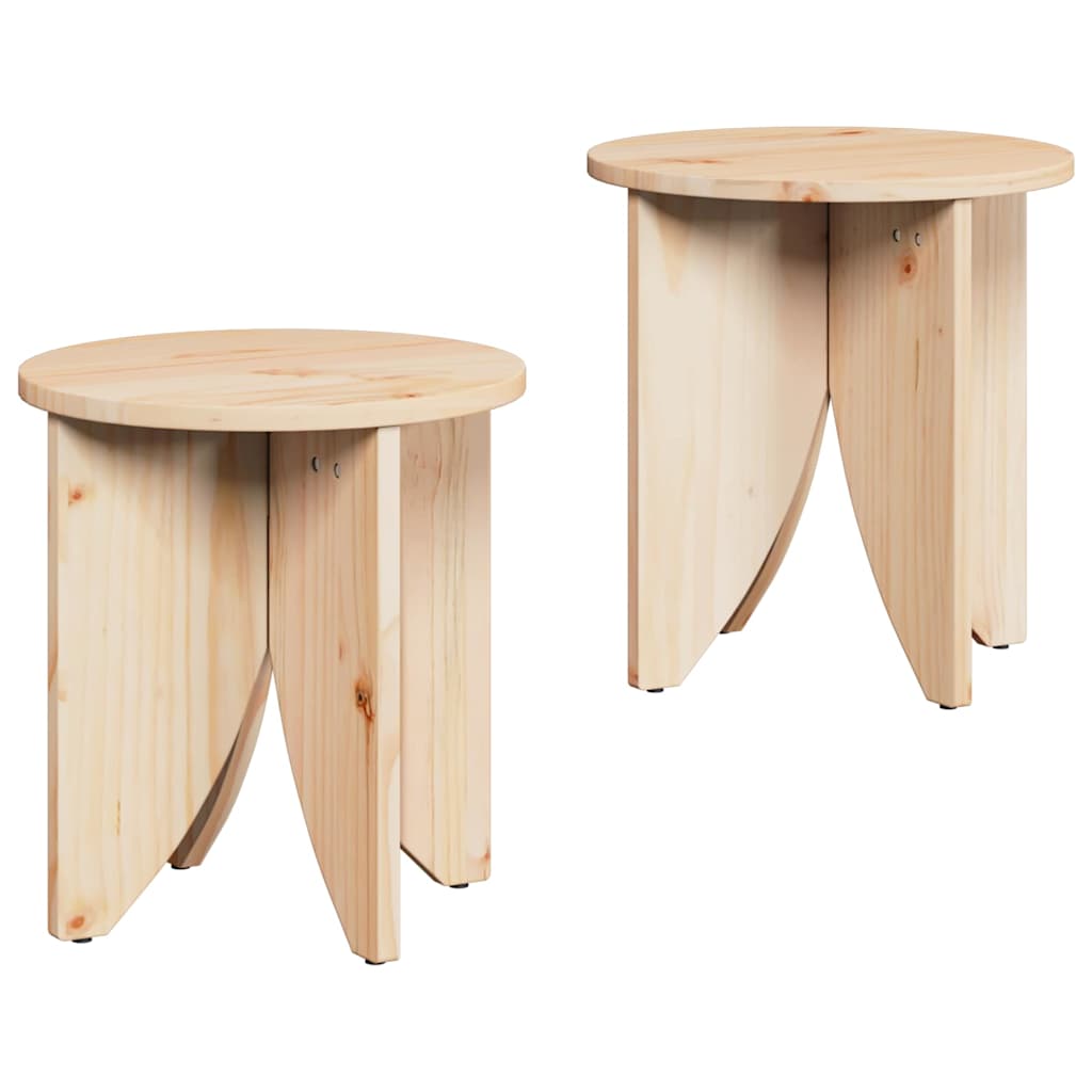 vidaXL Salontafel 2 pcs Naturel 41.5 x 41.5 x 44 cm Massief grenenhout