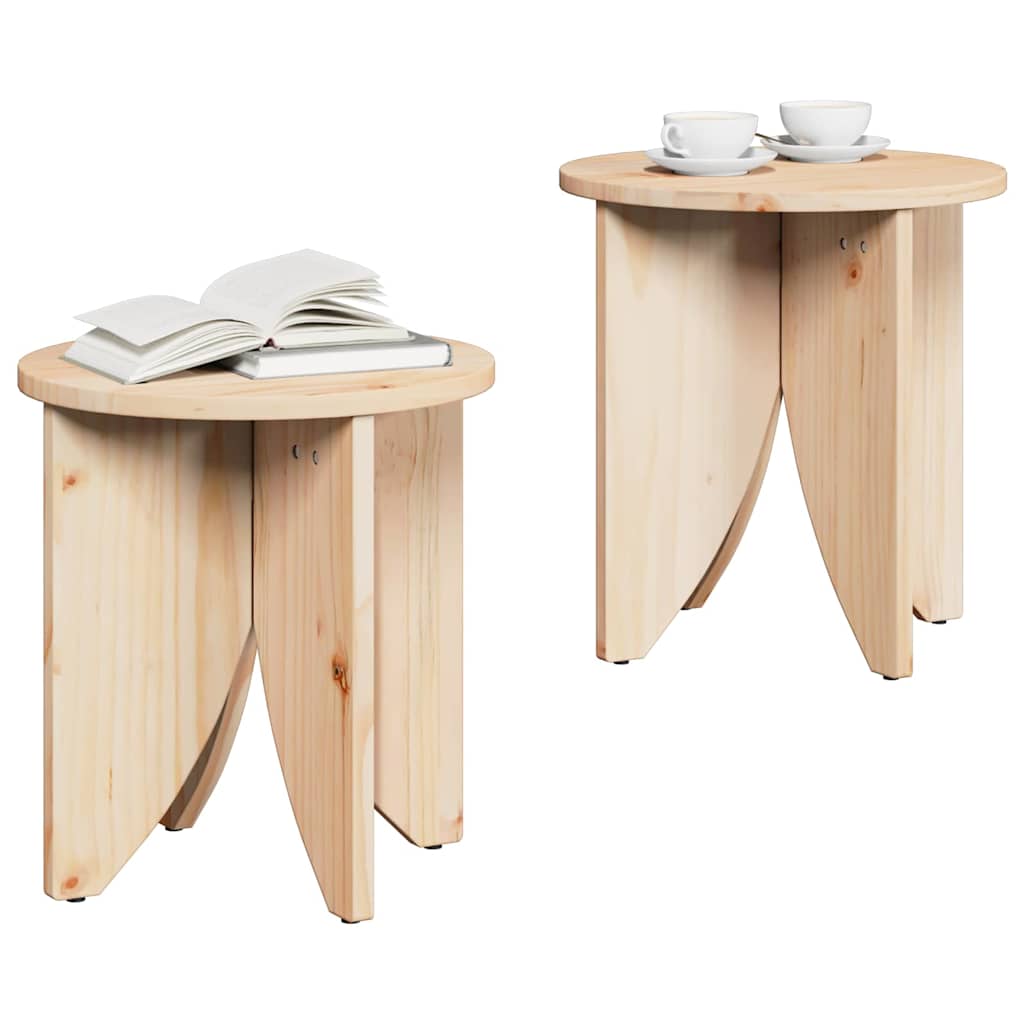 vidaXL Salontafel 2 pcs Naturel 41.5 x 41.5 x 44 cm Massief grenenhout