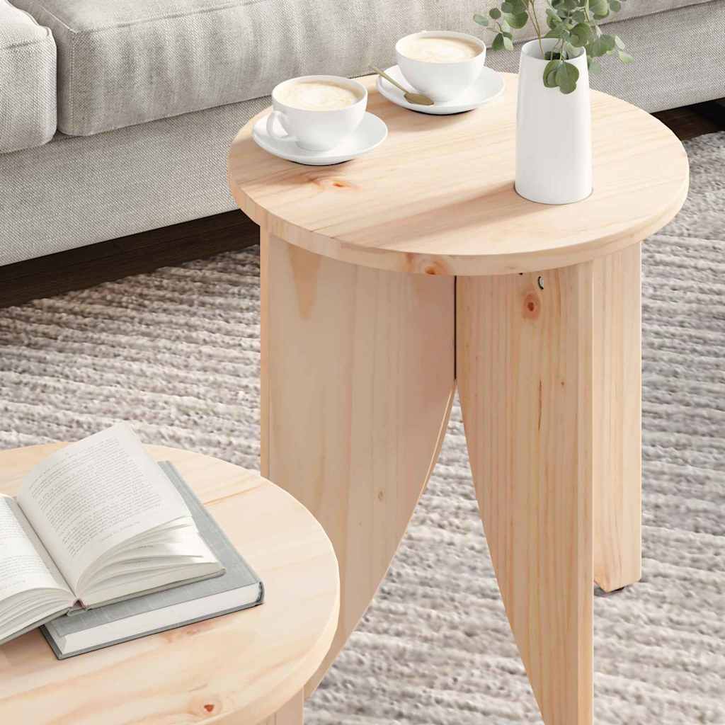 vidaXL Salontafel 2 pcs Naturel 41.5 x 41.5 x 44 cm Massief grenenhout