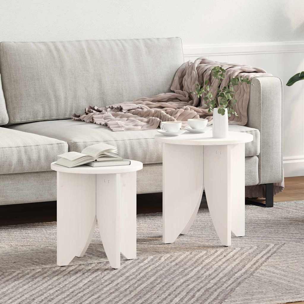 vidaXL Salontafel 2 pcs Naturel 41.5 x 41.5 x 44 cm Massief grenenhout