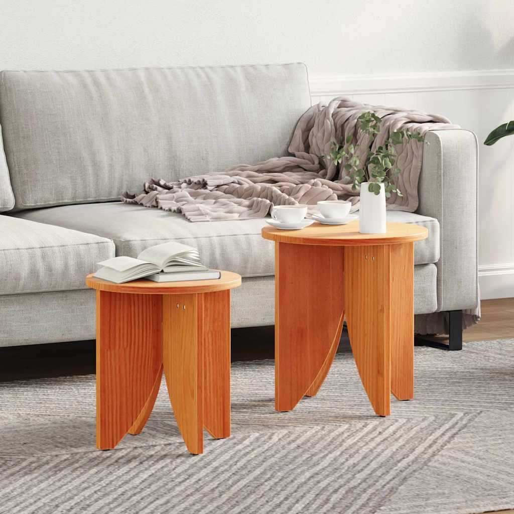 vidaXL Salontafel 2 pcs Naturel 41.5 x 41.5 x 44 cm Massief grenenhout