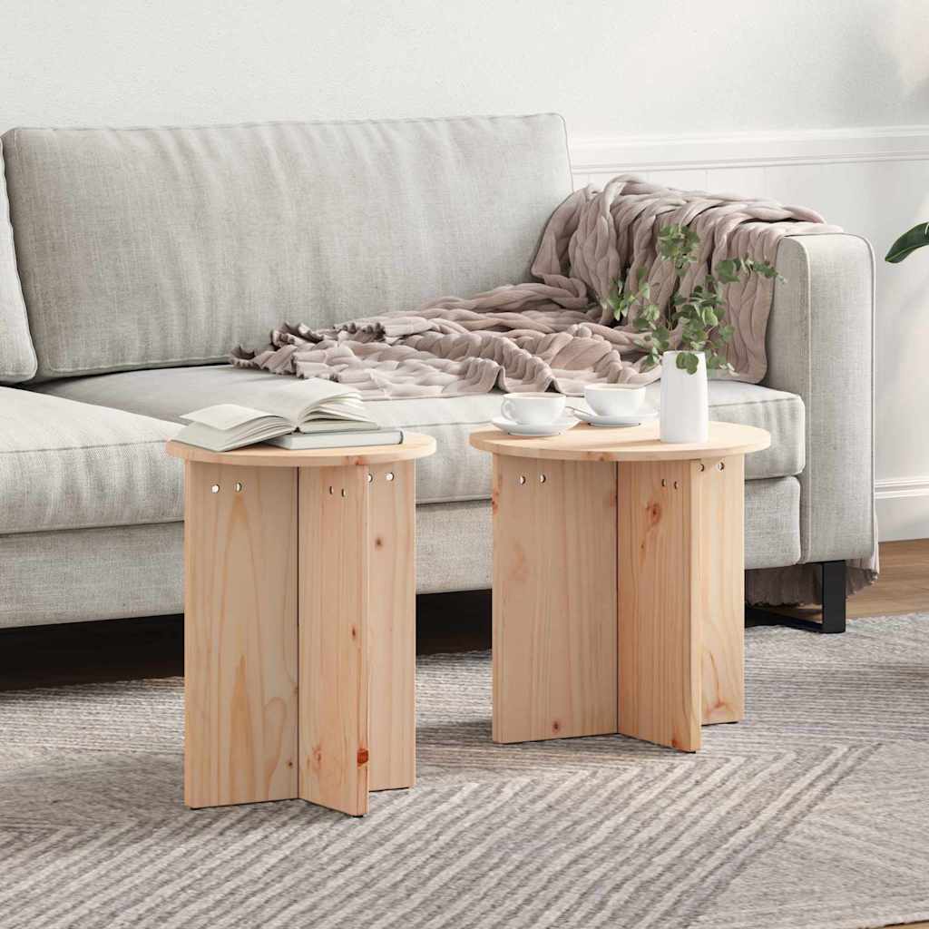 vidaXL Salontafel 2 pcs Natuurlijk 41,5 x 41,5 x 41 cm