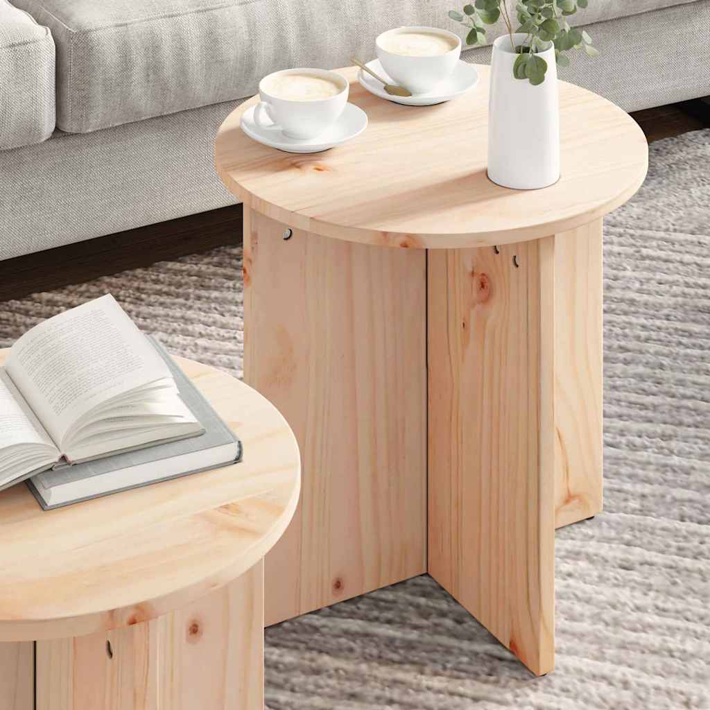 vidaXL Salontafel 2 pcs Natuurlijk 41,5 x 41,5 x 41 cm