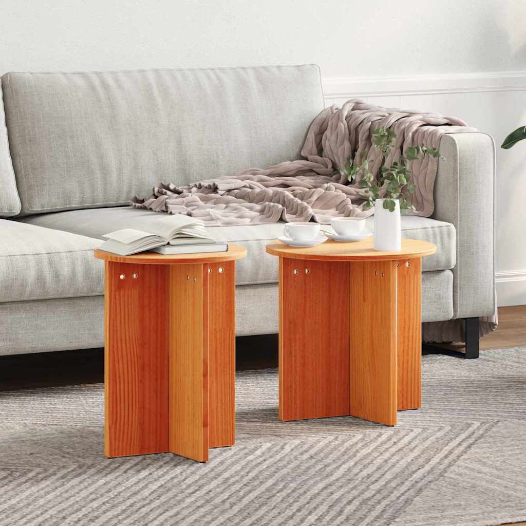 vidaXL Salontafel 2 pcs Natuurlijk 41,5 x 41,5 x 41 cm