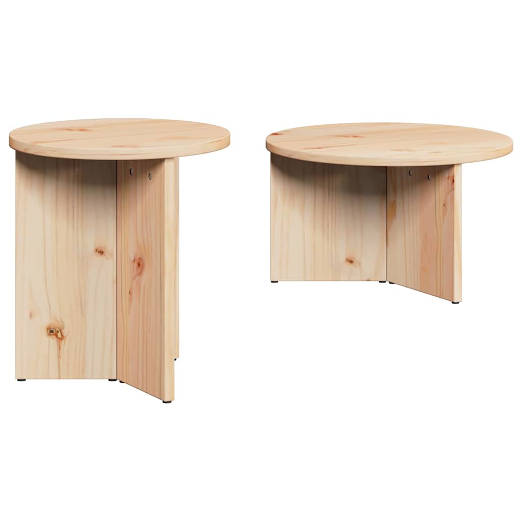 vidaXL Salontafel 2 pcs Naturel 49 x 49 x 28 cm Massief grenenhout