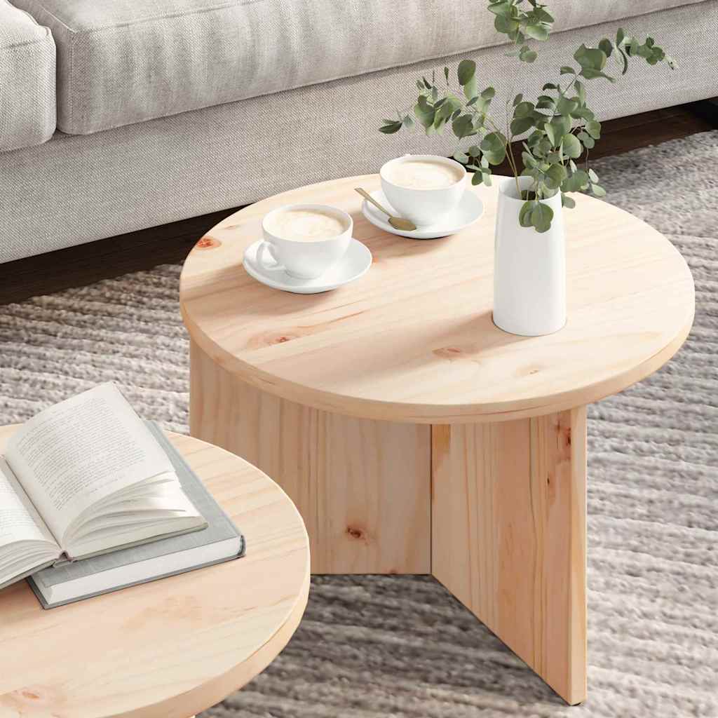 vidaXL Salontafel 2 pcs Naturel 49 x 49 x 28 cm Massief grenenhout