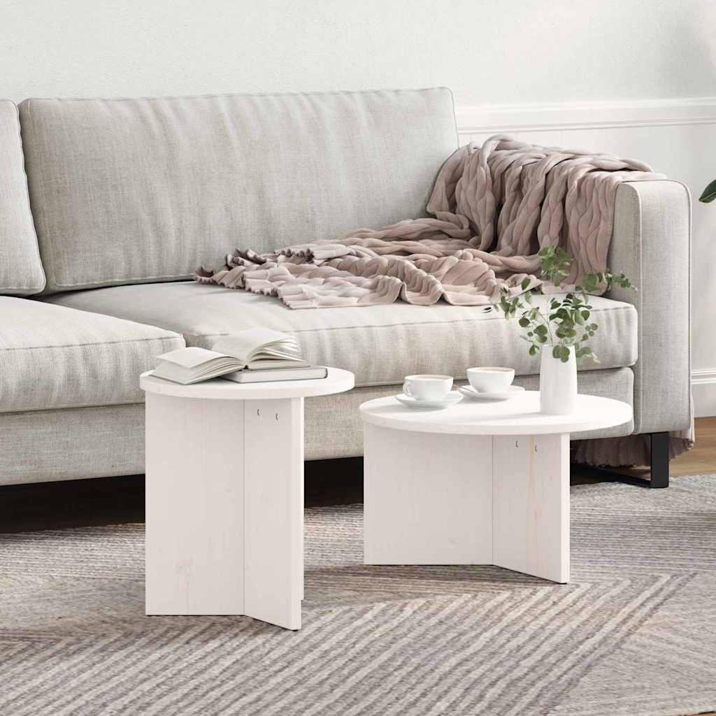 vidaXL Salontafel 2 pcs Naturel 49 x 49 x 28 cm Massief grenenhout