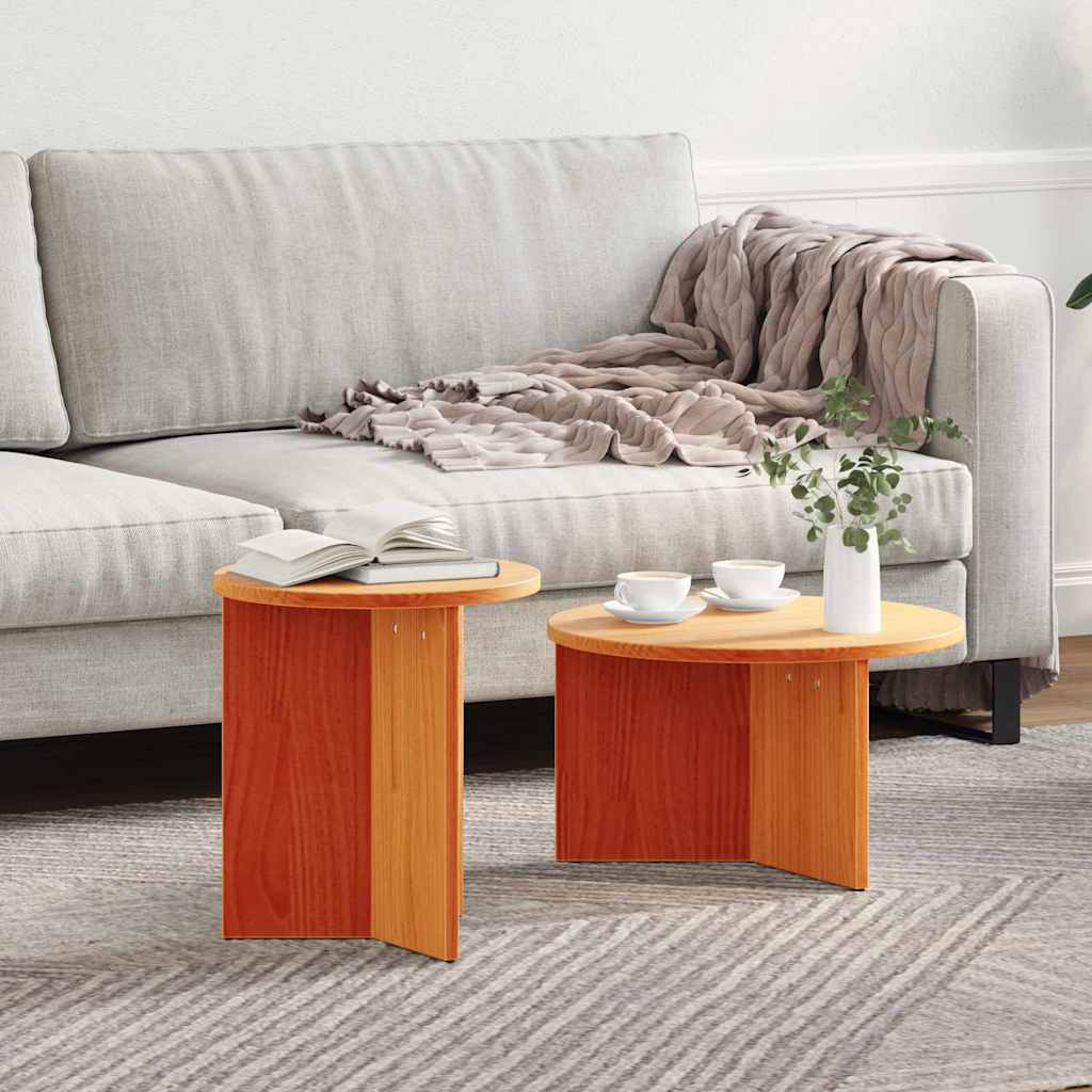vidaXL Salontafel 2 pcs Naturel 49 x 49 x 28 cm Massief grenenhout