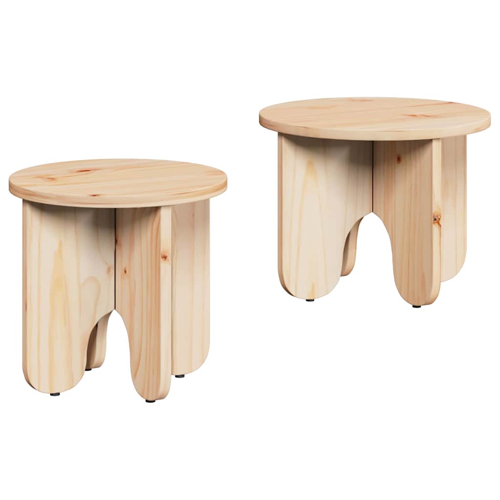 vidaXL Salontafel 2 pcs Naturel 39.5 x 39.5 x 30 cm Massief grenenhout