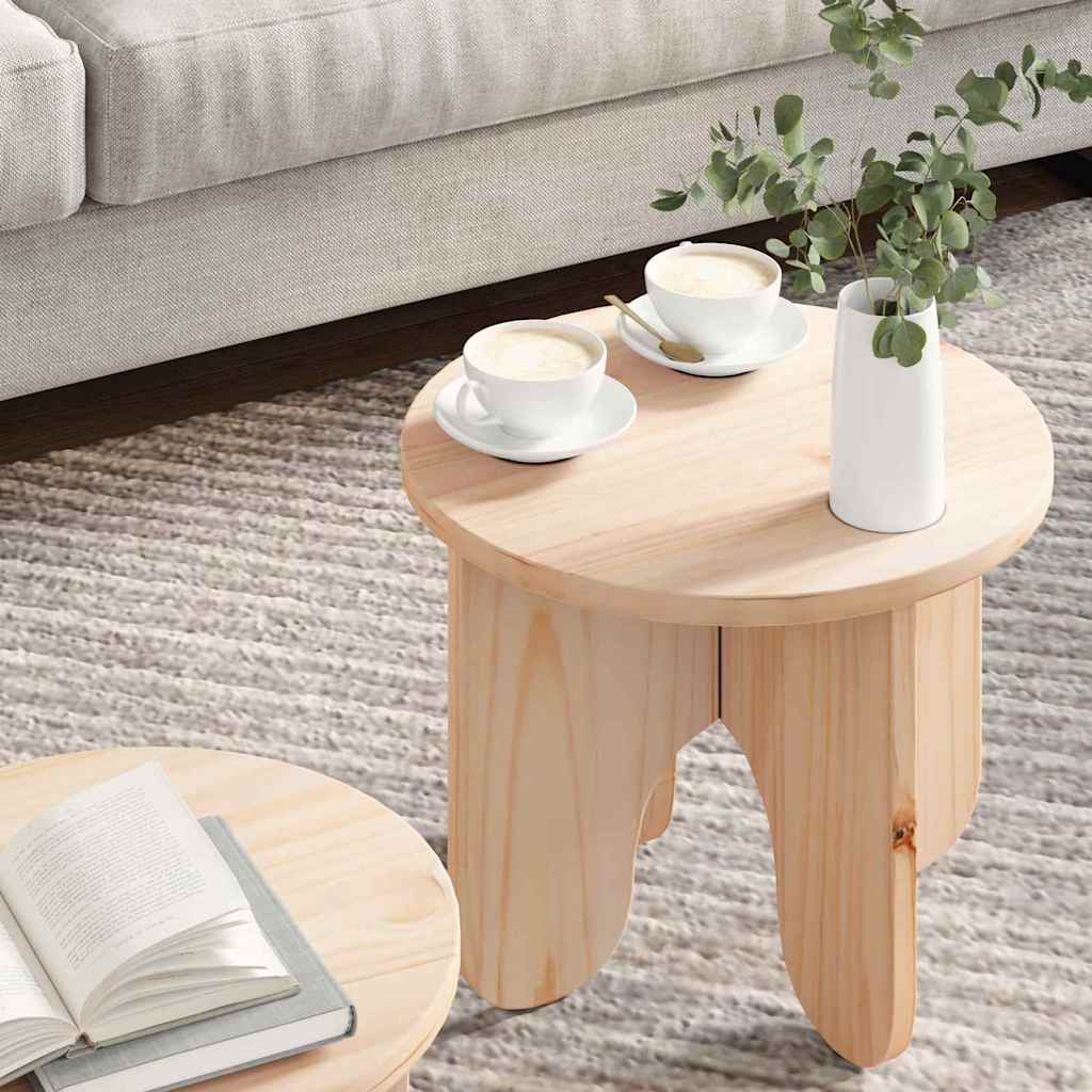 vidaXL Salontafel 2 pcs Naturel 39.5 x 39.5 x 30 cm Massief grenenhout
