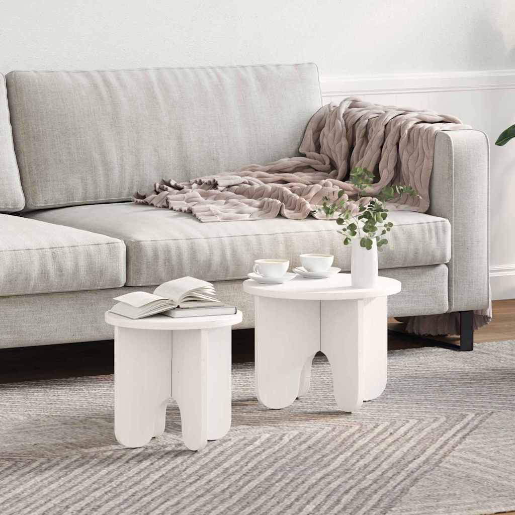 vidaXL Salontafel 2 pcs Naturel 39.5 x 39.5 x 30 cm Massief grenenhout