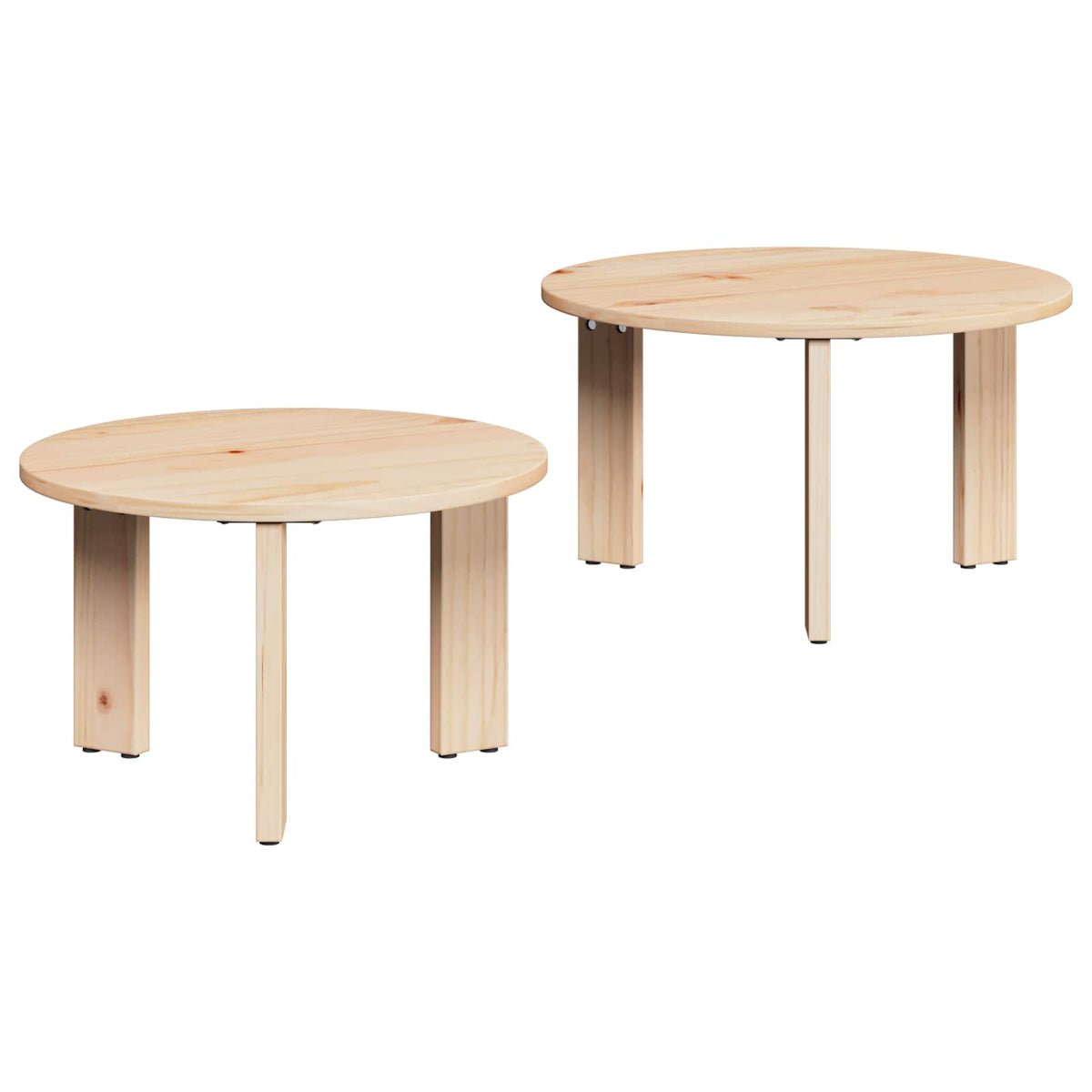 vidaXL Salontafel 2 pcs Naturel 47.5 x 47.5 x 27 cm Massief grenenhout