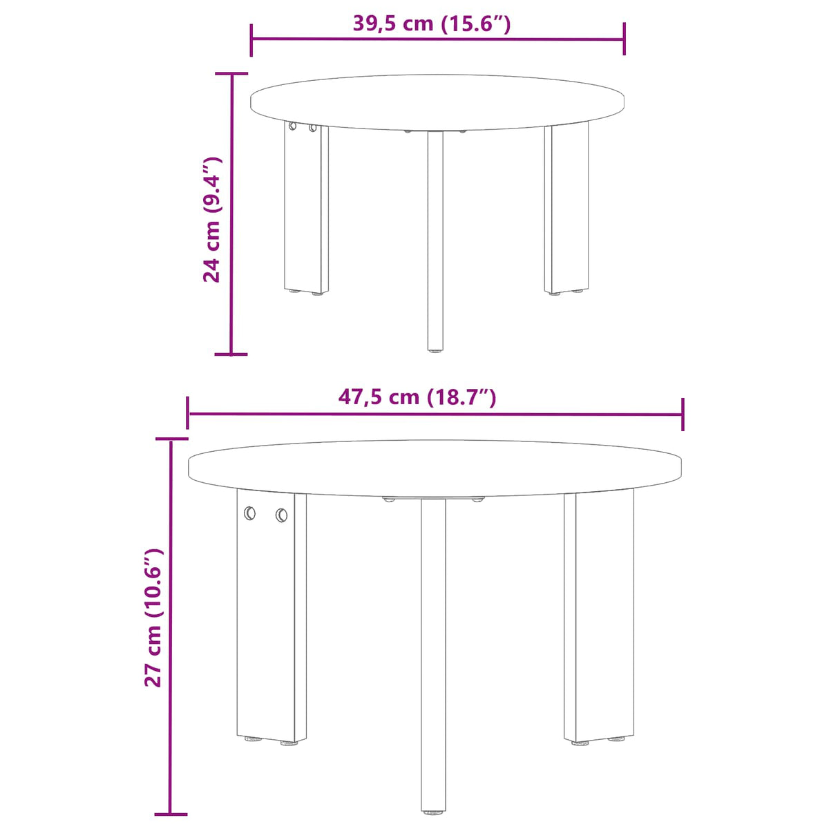 vidaXL Salontafel 2 pcs Naturel 47.5 x 47.5 x 27 cm Massief grenenhout