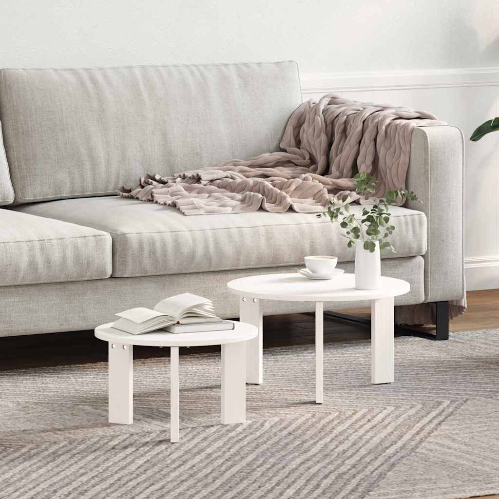 vidaXL Salontafel 2 pcs Naturel 47.5 x 47.5 x 27 cm Massief grenenhout