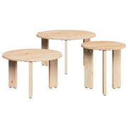 vidaXL Salontafel 3 pcs Naturel 47.5 x 47.5 x 27 cm Massief grenenhout