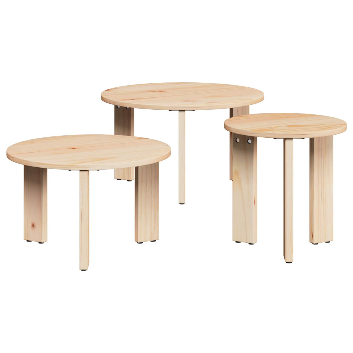 vidaXL Salontafel 3 pcs Naturel 47.5 x 47.5 x 27 cm Massief grenenhout