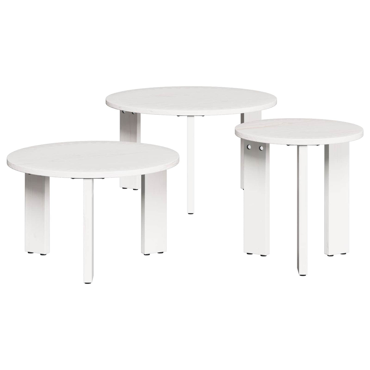 vidaXL Salontafel 3 pcs Naturel 47.5 x 47.5 x 27 cm Massief grenenhout