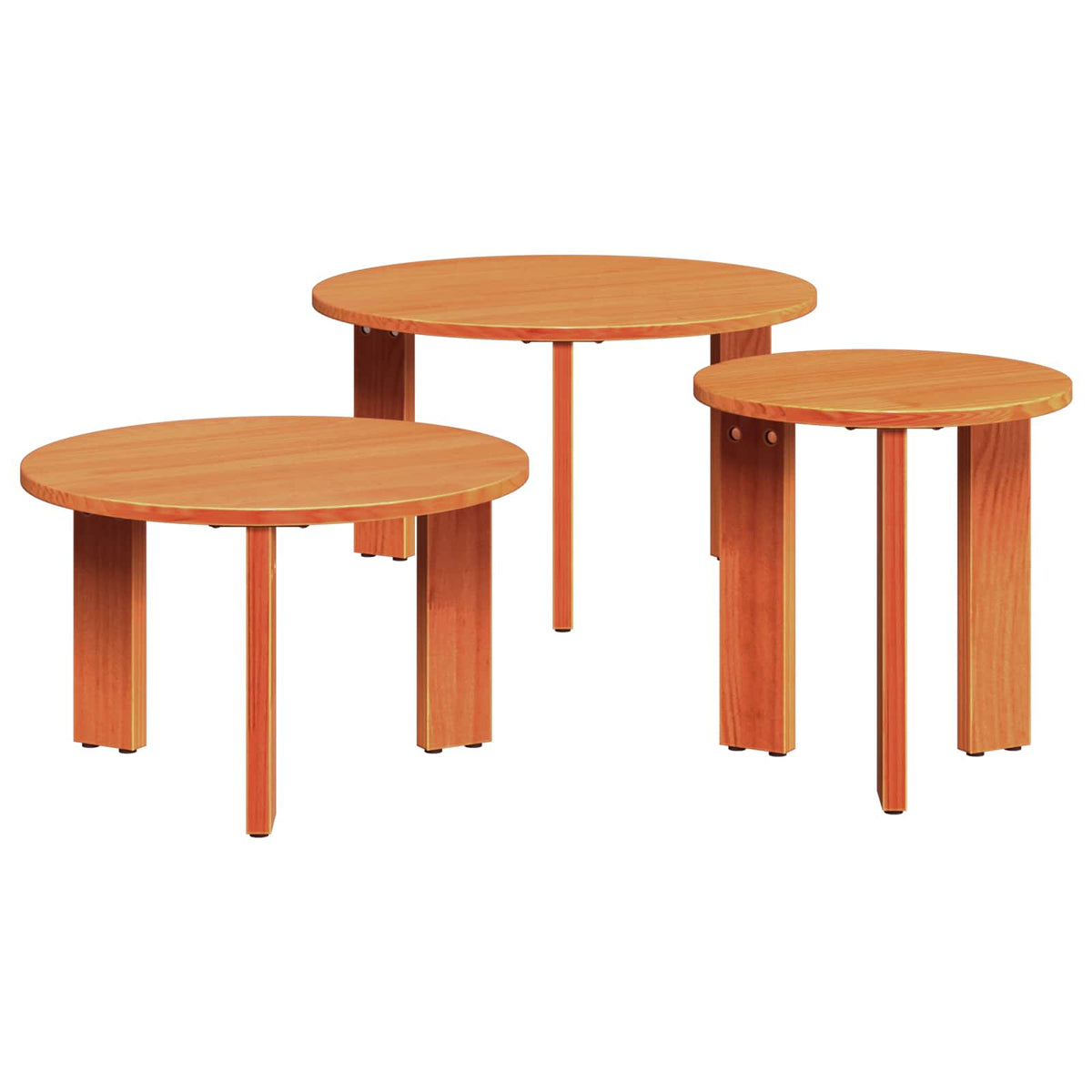vidaXL Salontafel 3 pcs Naturel 47.5 x 47.5 x 27 cm Massief grenenhout