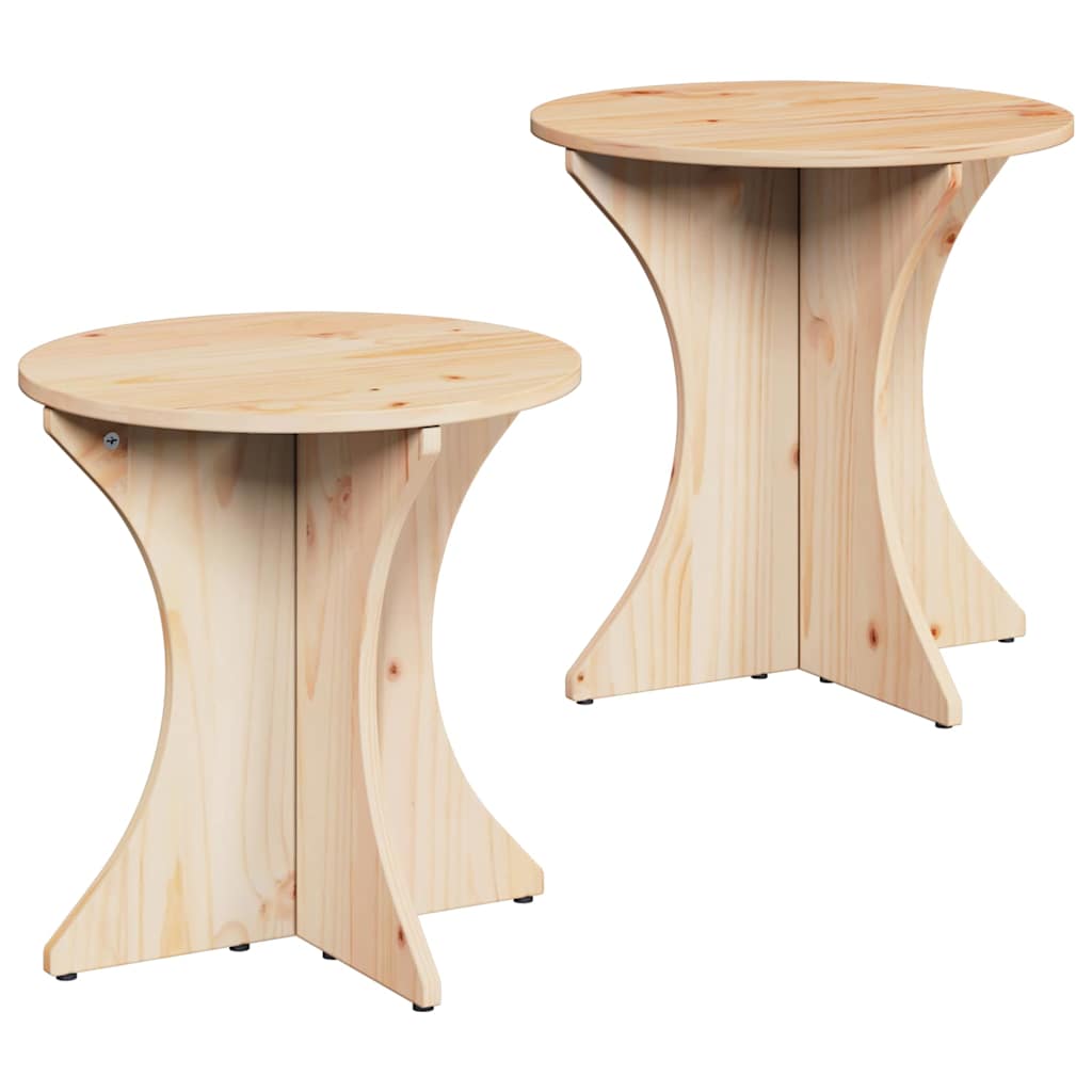 vidaXL Salontafel 2 pcs Natuurlijk 46 x 46 x 47 cm Massief grenenhout