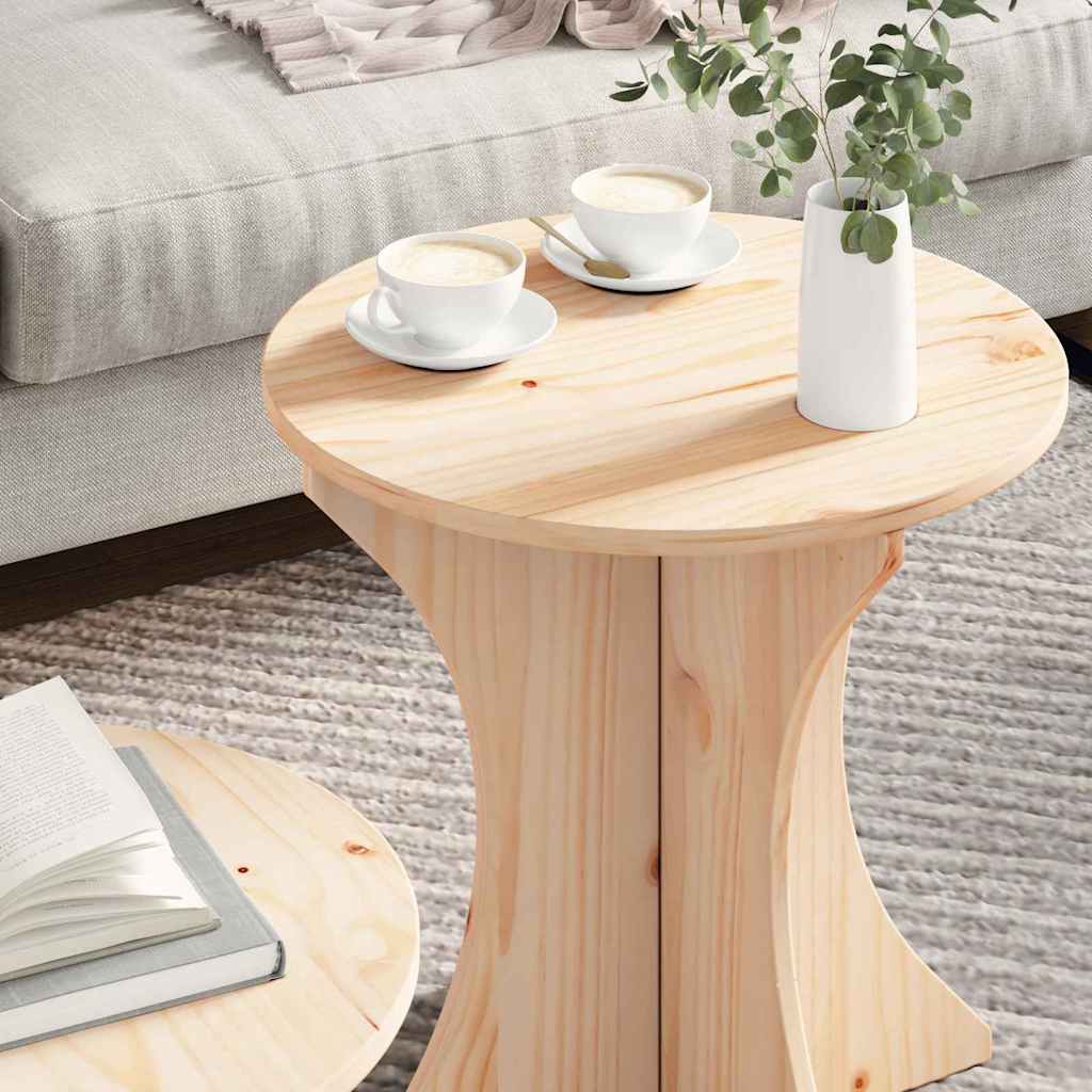 vidaXL Salontafel 2 pcs Natuurlijk 46 x 46 x 47 cm Massief grenenhout