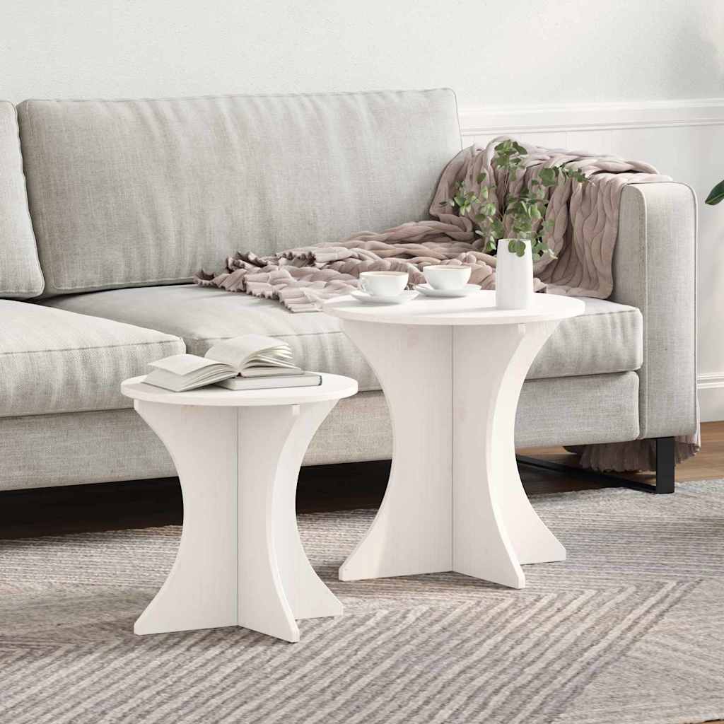 vidaXL Salontafel 2 pcs Natuurlijk 46 x 46 x 47 cm Massief grenenhout