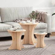 vidaXL Salontafel 3 pcs Naturel 46 x 46 x 47 cm Massief grenenhout