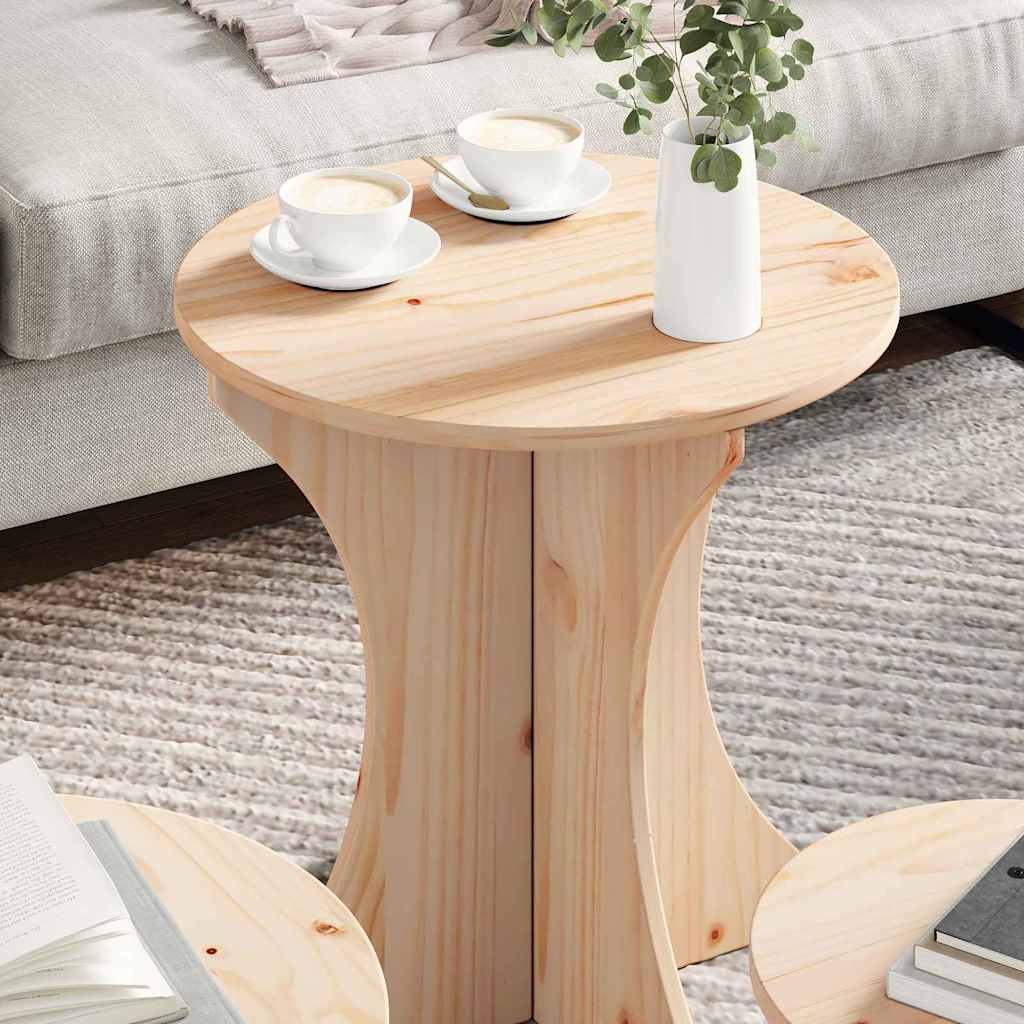 vidaXL Salontafel 3 pcs Naturel 46 x 46 x 47 cm Massief grenenhout