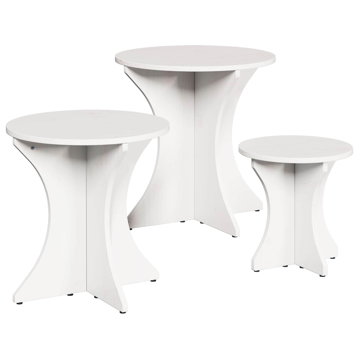 vidaXL Salontafel 3 pcs Naturel 46 x 46 x 47 cm Massief grenenhout
